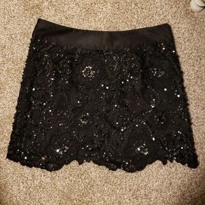 Black Sequin & Beaded Skirt
